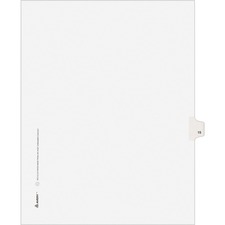 Avery&reg; Individual Legal Exhibit Dividers - Avery Style - Unpunched 25 x Divider(s) - 25 Printed Tab(s) - Digit - 15 - 1 Tab(s)/Set - 8.5" Divider Width x 11" Divider Length - Letter - White Paper Divider - White Tab(s) - 20% Recycled - Reinforced Tab,