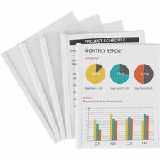 Avery&reg; Report Cover 1/8" Folder Capacity - 20 Sheets Capacity - Poly - White, Clear - Non-stick - 50 / Box