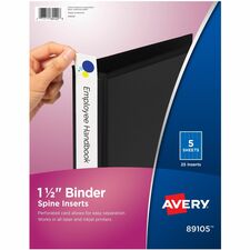 Avery&reg; Binder Spine Inserts, 1-1/2 Inch Binders, 25 Inserts (89105) 2.1" Width - 25 Capacity - For 1 1/2" Sheet - 3 x Rings - Bright White - Card Stock