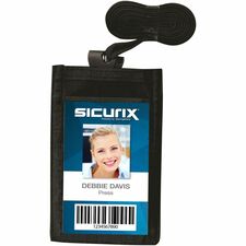 SICURIX ID Neck Pouch Badge Holder Vertical Adjustable Cord Black (55120) Vertical - 4" Width - Black - Adjustable Cord - 1 Each