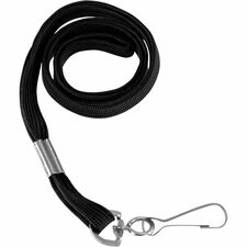 SICURIX Shoelace-style Flat Hook Lanyard Hook Attachment - 36" Length - Black - Metal - 100 / Box