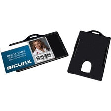 SICURIX Badge Holder Horizontal - Plastic - Black - 25 / Pack