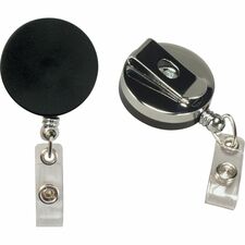 SICURIX Heavy-Duty ID Card Reel with Belt Clip Plastic - Black - 1 Each