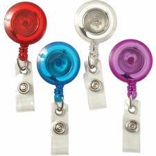 SICURIX Badge Holder Plastic - Translucent, Red, Blue, Clear, Purple - Compact - 4 / Pack