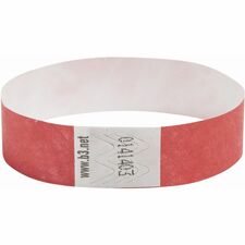 SICURIX Standard Dupont Tyvek Security Wristband Standard - 0.8" Height x 10" Width - Red - Tyvek - 100 / Pack