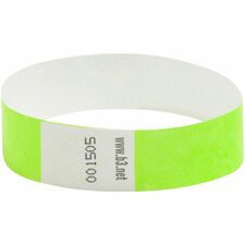 SICURIX Standard Dupont Tyvek Security Wristband Standard - 0.8" Height x 10" Width - Neon Green - Tyvek - 100 / Pack