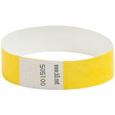 SICURIX Standard Dupont Tyvek Security Wristband Standard - 0.8" Height x 10" Width - Yellow - Tyvek - 100 / Pack