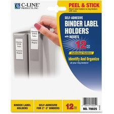 C-Line Self-Adhesive Binder Labels 1.8" Width x 3.3" Length - Vinyl - Clear - 12 / Pack