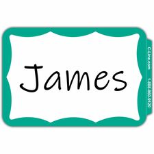 C-Line Self-adhesive Color Border Name Badges 3 1/2" Width x 2 1/4" Length - Removable Adhesive - Rectangle - Green - Self-adhesive - 100 / Box
