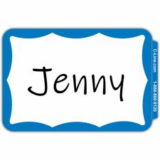 C-Line Self-adhesive Color Border Name Badges 3 1/2" Width x 2 1/4" Length - Removable Adhesive - Rectangle - Blue - Self-adhesive - 100 / Box
