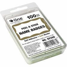 C-Line Self-adhesive Color Border Name Badges 3 1/2" Width x 2 1/4" Length - Removable Adhesive - Rectangle - Gold - Self-adhesive - 100 / Box