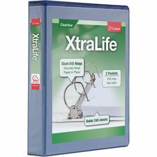 Cardinal&reg; Xtralife ClearVue Locking Slant-D Binder 1 1/2" Binder Capacity - Letter - 8 1/2" x 11" Sheet Size - 375 Sheet Capacity - 1 3/5" Spine Width - 3 Ring(s) - Fastener(s): D-Ring - Pocket(s): 2, Inside Front & Back - Polyolefin - Blue - 1.05 lb