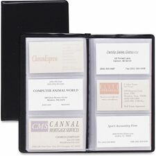 Cardinal&reg; Business Card File 72 Capacity - 4.38" Width x 7.75" Length - Black Vinyl Cover