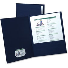 Oxford Letter Recycled Pocket Folder 8 1/2" x 11" - 2 Internal Pocket(s) - Linen - Navy Blue - 35% Recycled - 5 / Pack