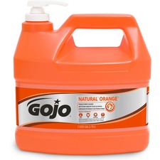 Gojo&reg; Natural Orange Pumice Hand Cleaner Citrus Scent - 1 gal - Pump Bottle Dispenser - Dirt Remover, Oil Remover, Grease Remover - Hand - White - Heavy Duty, Fast Acting - 1 Each