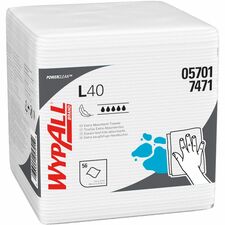 Wypall PowerClean L40 Extra Absorbent Towels WhitePack - 56/Pack - 18 / Carton
