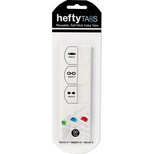 LEE Removable Hefty Index Tabs Write-on Tab(s) - 1" Tab Height x 1.50" Tab Width - Removable - White Plastic Tab(s) - Reusable, Tear Resistant - 50 / Pack