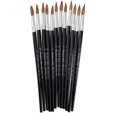 Charles Leonard Round Camel Hair Paint Brushes No. 10 - Wood Black Handle - Aluminum Ferrule - 1 Dozen