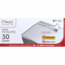 Mead Plain White Self-Seal Business Envelopes Business - #10 - 4 1/8" Width x 9 1/2" Length - Self-sealing - White - 50 / Box