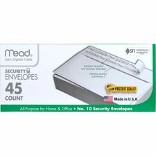 Mead Press-it Seal-it No. 10 Security Envelopes Security - #10 - 4 1/8" Width x 9 1/2" Length - Peel & Seal - White - 45 / Box
