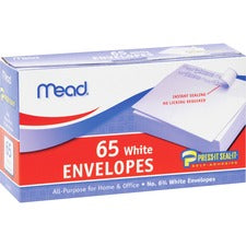 Mead No. 6-3/4 All-purpose White Envelopes Business - #6 3/4 - 3 5/8" Width x 6 1/2" Length - Self-sealing - White - 65 / Box