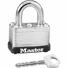 Master Lock Warded Padlock Keyed Different - 0.25" Shackle Diameter - Cut Resistant, Dirt Resistant - Laminated Steel - Silver - 1 Each