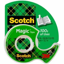 Scotch Dispensing Matte Finish Magic Tape 18.06 yd Length x 0.75" Width - 1" Core - Clear - Permanent Adhesive Backing - Dispenser Included - Handheld Dispenser - Split Resistant, Tear Resistant - For Mending, Splicing - 1 Roll