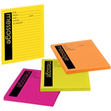 Post-it&reg; Important Message Note 50 Sheet(s) - 5" x 4" Sheet Size - Yellow, Pink, Orange, Green - Assorted Sheet(s) - 4 / Pack