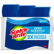 Scotch-Brite No Scratch Scrub Sponges 2.8" Height x 4.5" Width x 4.5" Length x 590 mil Thickness - 3 / Pack - Blue