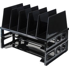 Officemate Sorter with Letter Trays 5 Compartment(s) - 10.25" Height x 13.50" Width x 9.12" Depth - Desktop - Stackable - Black - 1 / Pack