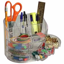 Officemate Double Supply Organizer 11 Compartment(s) - Desktop - Clear - 1 Each