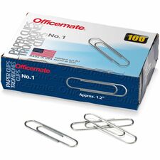 Officemate Paper Clips No. 1 - Silver - Steel - 100/Box - 10 / Pack
