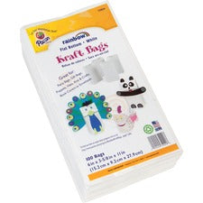 Creativity Street Kraft Bag Art Project, Craft Project, Bag, Hat - 11" Height x 6" Width - White - Kraft - 100 / Pack
