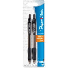 Paper Mate Retractable Profile Ballpoint Pens 1.4 mm Bold Pen Point - Refillable - Retractable - Black Ink - Black Barrel - 2 / Pack