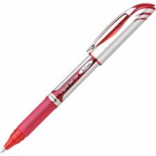 EnerGel EnerGel Deluxe Liquid Gel Pen 0.7 mm Medium Pen Point - Refillable - Red Ink - Gel-based - Silver Barrel - 1 Each