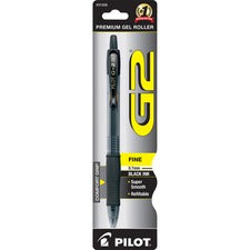 Pilot G2 Retractable Gel Ink Rollerball Pens 0.7 mm Fine Pen Point - Refillable - Retractable - Black Ink - Gel-based - Translucent Barrel - 1 Each