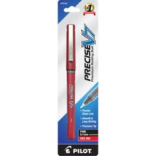 Pilot Precise V7 Fine Premium Capped Rolling Ball Pens 0.7 mm Fine Pen Point - Red Ink - Red Barrel - 1 Each