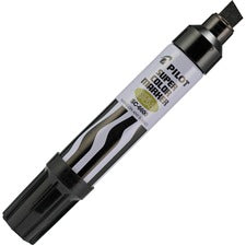 Pilot Jumbo Chisel Felt Tip Permanent Markers Chisel Marker Point - Refillable - Black Ink - White, Black Barrel - 1 Each