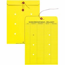 Quality Park 10 x 13 Inter-Departmental Envelopes Inter-department - 10" Width x 13" Length - 28 lb - String/Button - Yellow - 100 / Box