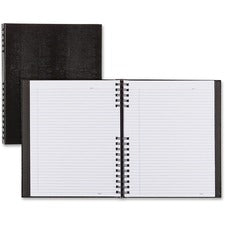 Rediform NotePro Twin - wire Composition Notebook - Letter 150 Sheets - Twin Wirebound - Letter - 8 1/2" x 11" Sheet Size - 8.50" Height x 11.6" Width x 18.9" Length - White Paper - Black Lizard Cover - Micro Perforated, Self-adhesive, Pocket, Index Sheet