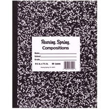 Roaring Spring Black Cover Flexcomp 10"x8" WM 60 Sheets - 120 Pages - Printed - Sewn/Tapebound - Both Side Ruling Surface - Wide Ruled Front Ruling - Red Margin - 15 lb Basis Weight - 8" x 10" Sheet Size - 0.33" Height x 8" Width x 10.5" Length - White Pa