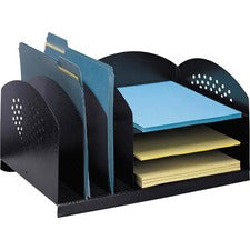 Safco 3 & 3 Combination Rack Desktop Organizers 6 Compartment(s) - 3 Divider(s) - 3 Tier(s) - 8.25" Height x 16.25" Width x 11.25" Depth - Desktop - Powder Coated - Black - Steel - 1 Each