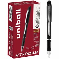 uniball&#8482; Jetstream Ballpoint Pens 1 mm Medium Pen Point - Refillable - Black Ink - Pigment-based - Black Stainless Steel Barrel - 1 Each