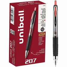 uniball&#8482; 207 Gel Pen 0.7 mm Medium Pen Point - Refillable - Retractable - Red Ink - Gel-based - 1 Each