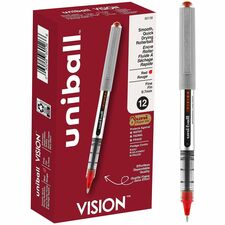 uniball&#8482; Vision Rollerball Pens 0.7 mm Fine Pen Point - Red Ink - 1 Dozen