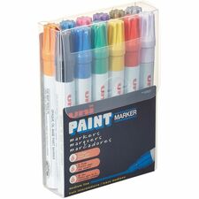 uniball&#8482; uni-Paint PX-20 Oil-Based Paint Marker Medium Marker Point - Blue, Red, Green, Yellow, Black, White, Silver, Gold, Violet, Pink, Light Blue, ... Ink - Oil Based - White Barrel - 12 / Set