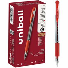 uniball&#8482; GEL GRIP Gel Pens 0.7 mm Medium Pen Point - Red Ink - Gel-based, Pigment-based - Stainless Steel Tip - Office, Home, Classroom, Document - 1 Each