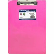 Saunders Neon Plastic Clipboards 0.50" Clip Capacity - Plastic - Neon Pink - 1 Each