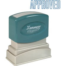 Xstamper APPROVED Title Stamp Message Stamp - APPROVED - 0.50" Impression Width x 1.63" Impression Length - 100000 Impression(s) - Blue - Recycled - 1 Each