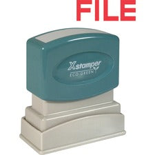 Xstamper FILE Title Stamp Message Stamp - FILE - 0.50" Impression Width x 1.63" Impression Length - 100000 Impression(s) - Red - Recycled - 1 Each